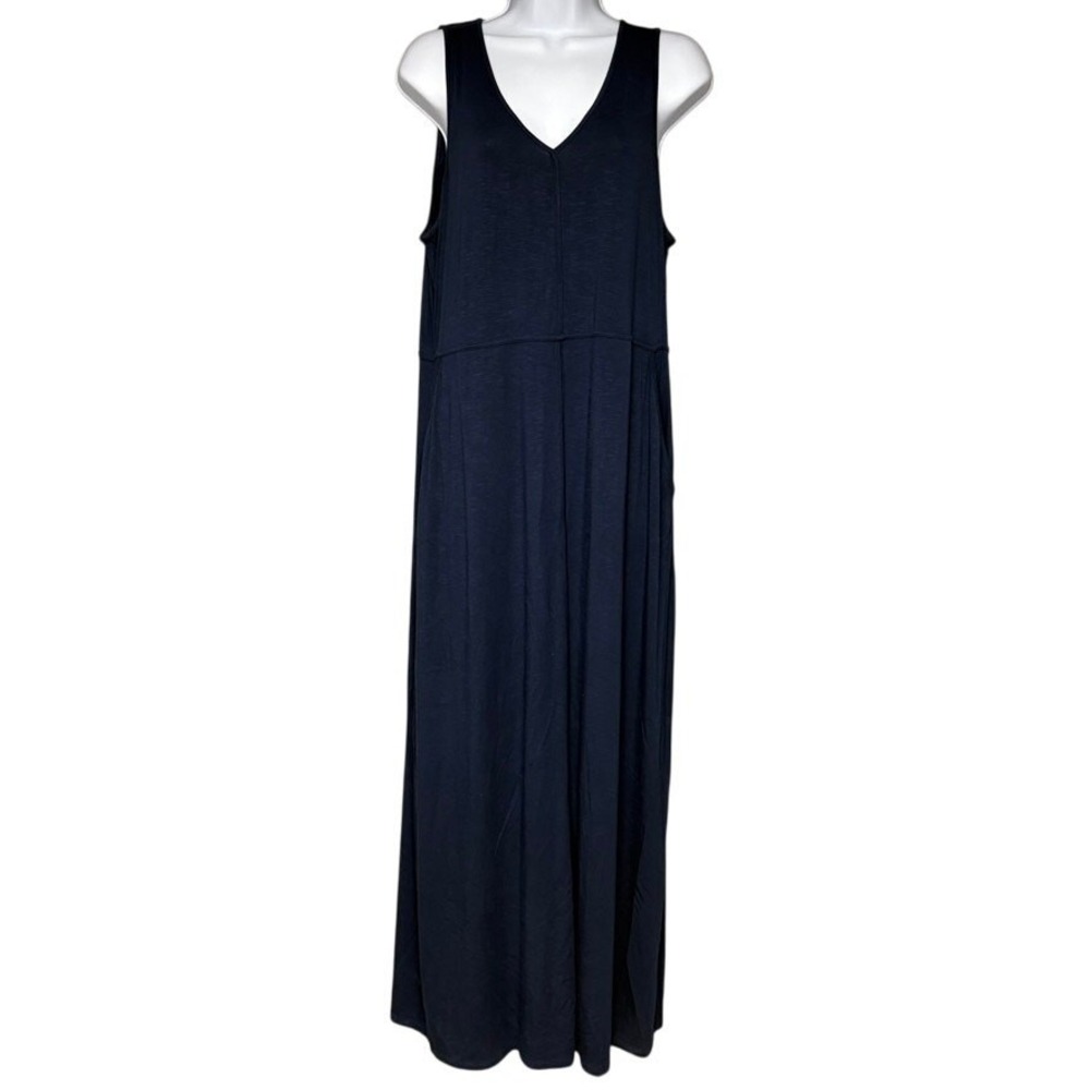 J. Jill Casual Sleeveless Navy Blue Midi Dress Sz M